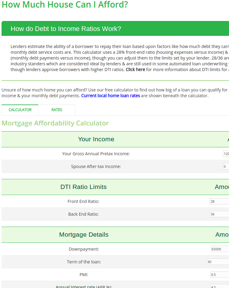 affordable mortgage calculator